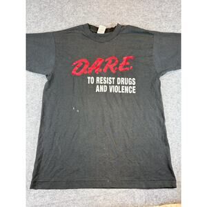 VINTAGE DARE To Resist Drugs And Violence Shirt Mens Large Black Graphic Tee